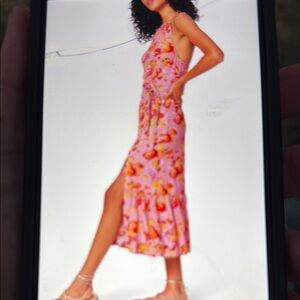 PAIGE Foxglove Ambrosia Fruit Pink Sundress Sleeveless Halter Resort Wear S